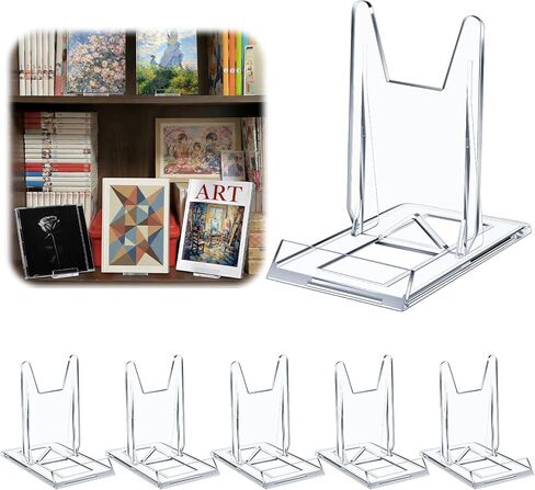 Hushee 5 Pack Acrylic Book Stand for Display Adjustable Clear Book Display Holder Easel Rack Stand for Home Office Back to School Library Bookshelf Comic Album CD Magazine Postcard Artworks in Kuwait