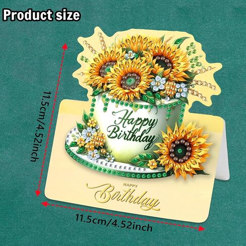6Pcs Birthday cake picture DIY Folding Greeting Card Diamond Art Painting Creative Design Foldable Thank You Cards Blessing Greeting Card Set for Birthday Christmas Crafts Gift-Happy birthday in Kuwait