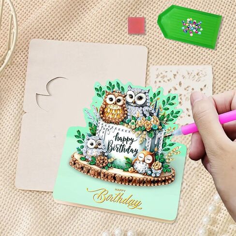 6Pcs Birthday cake picture DIY Folding Greeting Card Diamond Art Painting Creative Design Foldable Thank You Cards Blessing Greeting Card Set for Birthday Christmas Crafts Gift-Happy birthday in Kuwait