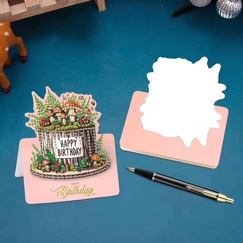 6Pcs Birthday cake picture DIY Folding Greeting Card Diamond Art Painting Creative Design Foldable Thank You Cards Blessing Greeting Card Set for Birthday Christmas Crafts Gift-Happy birthday in Kuwait