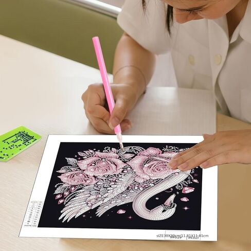 مجموعات الرسم الماسي للبالغين بجعة، شكل خاص 5D للمبتدئين، لوحة ألماس بأحجار الراين الكريستالية لتزيين الحائط المنزلي كهدية 11.8 × 11.8 بوصة in Kuwait