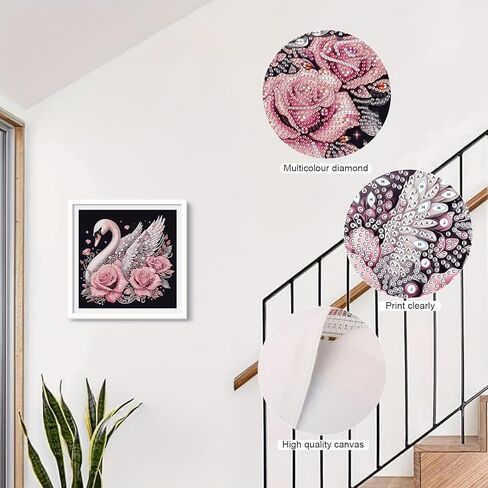 مجموعات الرسم الماسي للبالغين بجعة، شكل خاص 5D للمبتدئين، لوحة ألماس بأحجار الراين الكريستالية لتزيين الحائط المنزلي كهدية 11.8 × 11.8 بوصة in Kuwait