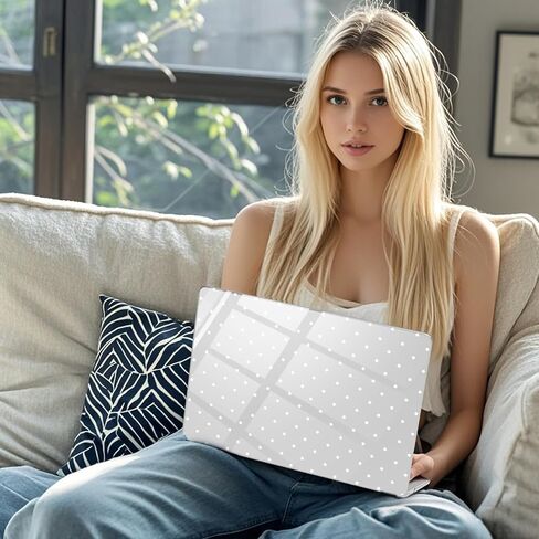 Compatible with MacBook Air 13 inch Case M1 A2337 A2179 A1932 2022 2021 2020 2019 Release, Cute White Polka Dot Protective Hard Shell Clear Cover for MacBook Air 13.3 inch in Saudi Arabia