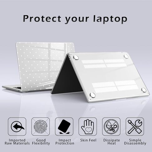 Compatible with MacBook Air 13 inch Case M1 A2337 A2179 A1932 2022 2021 2020 2019 Release, Cute White Polka Dot Protective Hard Shell Clear Cover for MacBook Air 13.3 inch in Saudi Arabia