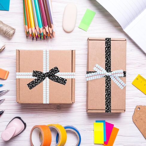 Whaline Back to School Grosgrain Ribbon 0.8 بوصة تكوين دفتر الملاحظات شريط تغليف النسيج الزخرفية لليوم الأول من المدرسة DIY الحرف إكليل القوس صنع، 2 لفات، 20 ياردة in Kuwait