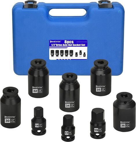 12 Point Axle Nut Socket Set 1/2'' Drive Spindle Nut Socket Set, 8pcs Deep Impact Socket Set 14mm 17mm 19mm 30mm 32mm 34mm 35mm 36mm in Saudi Arabia