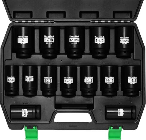 مجموعة مقابس الصدمات TecoTek مقاس 3/4 بوصة ذات 6 نقاط عميقة، مجموعة مقابس الصدمات شديدة التحمل مكونة من 14 قطعة، Cr-Mo، SAE (1 بوصة إلى 2 بوصة)، لصيانة المركبات والأجهزة الكبيرة in Kuwait