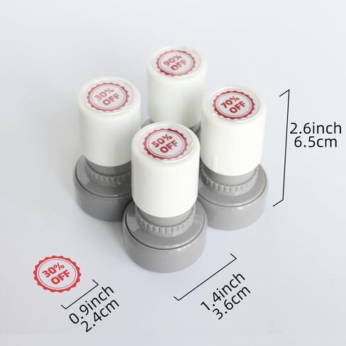 4Pcs Red Discount Pre-Inked Stamp Set, 30% 50% 70% 90% Discount Sale Symbols, Circular Business Office Stamp for Pricing, Retail Store Promotion & Marketing, 0.9'' Round Impression Size in Saudi Arabia