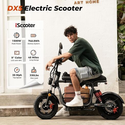 iScooter Electric Scooter for Adults with Seat, 1500W Motor, 35MPH Top Speed & 45 Miles Range, 15" Vacuum Pneumatic Tires, Dual Suspension, Hydraulic Disc Brakes, Commuter E Scooter with Basket & Bag in Saudi Arabia