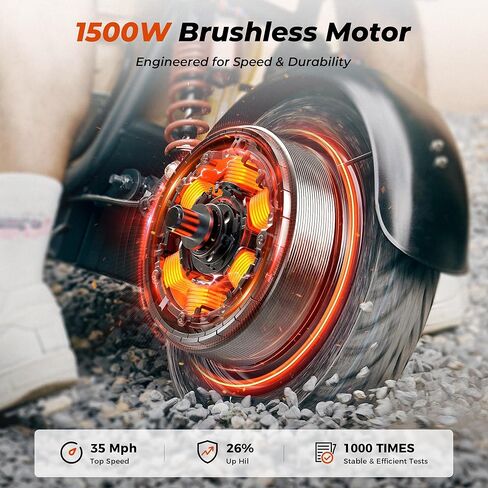iScooter Electric Scooter for Adults with Seat, 1500W Motor, 35MPH Top Speed & 45 Miles Range, 15" Vacuum Pneumatic Tires, Dual Suspension, Hydraulic Disc Brakes, Commuter E Scooter with Basket & Bag in Saudi Arabia
