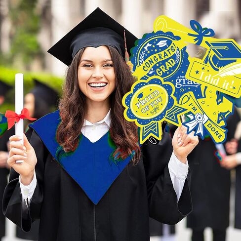 Graduation Party Decorations Navy Blue Yellow 2026/Graduation Table Decorations Blue Yellow White Table Centerpieces-24Pcs Blue White Graduation Sticks Table Toppers for Graduation Decor in Saudi Arabia