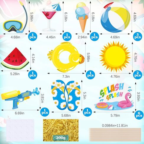 Civaner 24 Pcs Splish Splash Party Decorations 18 Summer Pool Party Centerpiece Sticks 6 Beach Sand Buckets with Raffia Hawaiian Beach Balls Table Toppers Sand Pails Set for Summer Birthday Supplies in Kuwait