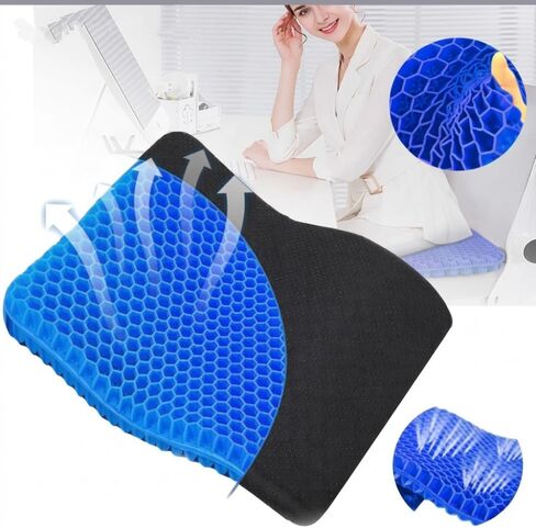 Gel Seat Cushion – Ergonomic Comfort for Office, Car, Travel & Pregnancy | Back Pain, Coccyx, Supports Spine, Breathable & Cooling for Summer | Designed for Chairs & Long Sitting in Saudi Arabia
