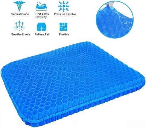 Gel Seat Cushion – Ergonomic Comfort for Office, Car, Travel & Pregnancy | Back Pain, Coccyx, Supports Spine, Breathable & Cooling for Summer | Designed for Chairs & Long Sitting in Saudi Arabia
