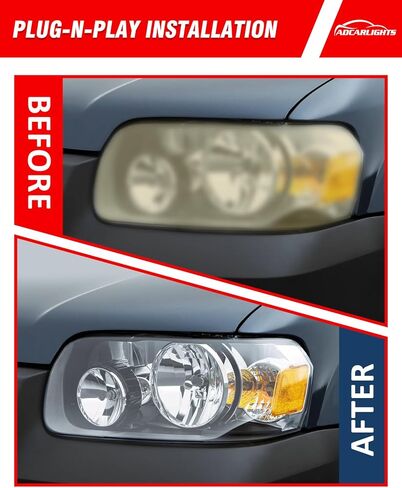 المصباح الأمامي متوافق مع 2002 2003 2004 2005 Ford Explorer (لا يناسب موديلات Sport & Sport Trac) زوج استبدال عاكس كهرماني مبيت من الكروم in Saudi Arabia