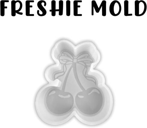 الكرز مع القوس سيليكون قالب Freshie 3.5x4 "سيارة شمعة الكرز الرجعية 90's الصيف العصرية المعطرة رائحة الخرز لوازم بالجملة لتقوم بها بنفسك in Kuwait