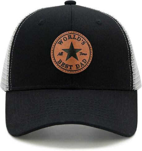 World's Best Dad Hat with Leather Patch, Fathers Day Birthday for Dad Husband from Wife Daughter Son Trucker Hat in Kuwait