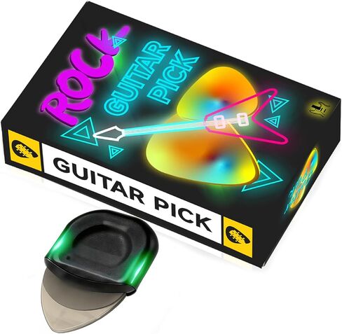 Auto Glowing Illuminated Guitar Picks for Acoustic, Electric and Bass,Guitar Accessories Gift for Guitar Players Guitarists, Replaceable Battery, Medium, with Case (Green and Purple) in Saudi Arabia