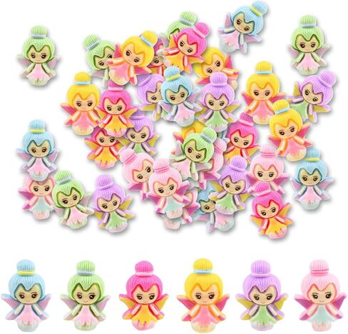 GUZUHUKU 60pcs Angel Flatback Charms, Flower Fairy Slime Charms Cartoons Mixing Colors Charms Cute for DIY Crafts Making, Decorations, Scrapbooking, Embellishments, Hair Clip Jewelry Making Accessory in Saudi Arabia