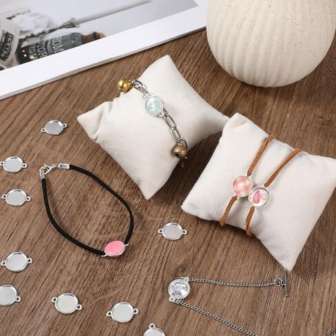 50 Pcs Cabochon Connectors Settings, Round Blank Flat Bezel Links Pendant Trays with Double Loops for DIY Earrings Bracelet Necklace Jewelry Making (12 mm) in Saudi Arabia