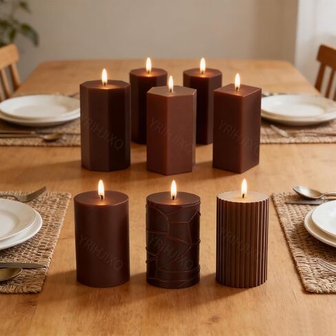 6Pcs Silicone Candle Molds Set Cylinder & Hexagon & Square Pillar Candle Molds with Different Textures for DIY Soy Wax Candles Resin Soap Plaster Home Decor 2.83in in Saudi Arabia
