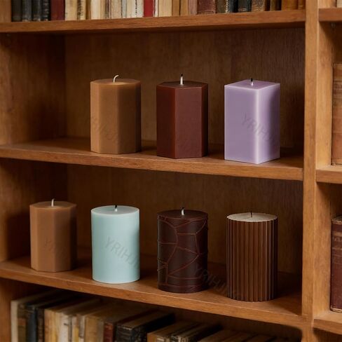 6Pcs Silicone Candle Molds Set Cylinder & Hexagon & Square Pillar Candle Molds with Different Textures for DIY Soy Wax Candles Resin Soap Plaster Home Decor 2.83in in Saudi Arabia