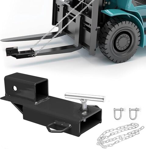 Forklift Hitch Attachment, 2 Inch Hitch Receiver Pallet Fork Trailer Towing Adapter with Safety Chain,1PC (Black) in Saudi Arabia
