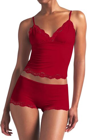 LEEDYA Womens Cami Pajama Set Sexy 2 Piece Sleeveless Pjs Summer V Neck Tank Top Y2K Lace Trim Sleepwear Lounge Set in Saudi Arabia