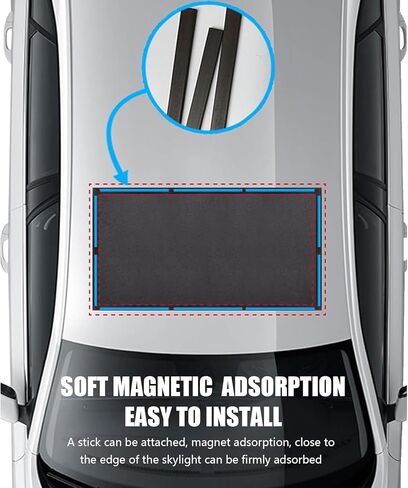 Car Roof Sunroof Sunshade Net, Outdoor Cooling Camping Skylight Ventilation Net, 39.37" x 25.59" Adsorption Sunscreen Heat Insulation Protective Mesh, Universal for Most Vehicles (Black) in Kuwait