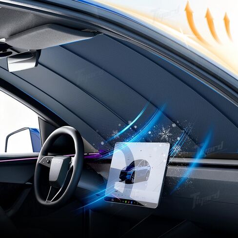 Automatic Lifting Car Windshield Sunshade for Tesla Model Y/Y Juniper, Model 3/3 Highland, Tesla Electric Windshield Sunshade, Auto-Retractable One-Touch Control Smart Sunshade in Saudi Arabia