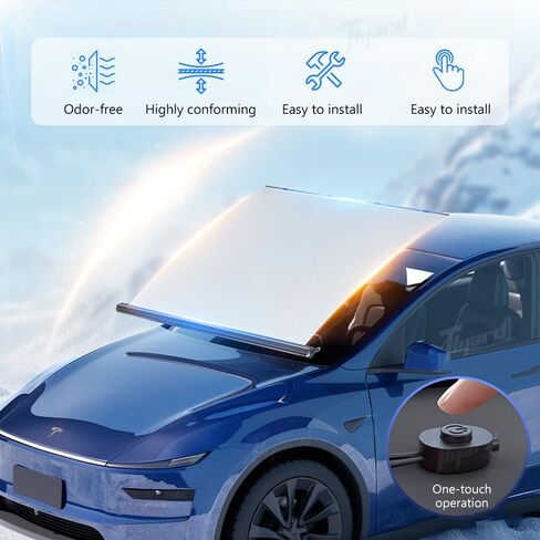 Automatic Lifting Car Windshield Sunshade for Tesla Model Y/Y Juniper, Model 3/3 Highland, Tesla Electric Windshield Sunshade, Auto-Retractable One-Touch Control Smart Sunshade in Saudi Arabia