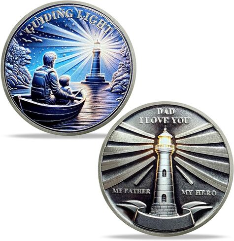 Father Love Coin Father is a Guiding Lighthouse Token My Father My Hero Expressing Love and Appreciation Father’s Day Thanksgiving Day Gifts for Father in Saudi Arabia