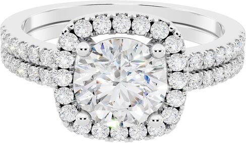 Dazzlingrock Collection GRA Certified D Color VVS1 1.50 Cttw Round Moissanite Halo Bridal Wedding Ring Set for Women in 925 Sterling Silver in Saudi Arabia