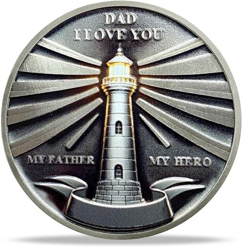 Father Love Coin Father is a Guiding Lighthouse Token My Father My Hero Expressing Love and Appreciation Father’s Day Thanksgiving Day Gifts for Father in Saudi Arabia