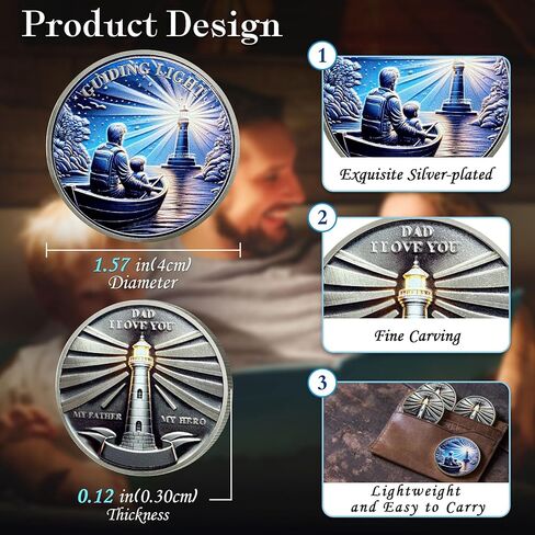Father Love Coin Father is a Guiding Lighthouse Token My Father My Hero Expressing Love and Appreciation Father’s Day Thanksgiving Day Gifts for Father in Saudi Arabia