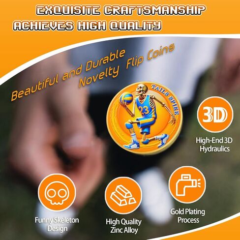 Sport Skeleton Flip Coin, Heads Dunk and Tails Spike Decision Coin | Referee Portable Zinc Alloy Equipment with Case - Referee Accessory for Soccer Basketball Volleyball Baseball Training Matchs in Saudi Arabia