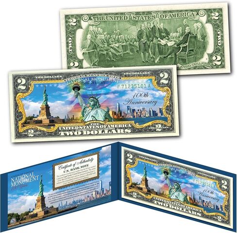 Statue of Liberty National Monument 100TH Anniversary 1924-2024 Skyline Colorized Two Dollar Federal Reserve Note Collectible Blue Display Holder and Certificate in Saudi Arabia