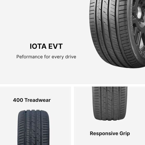 Accelera Iota EVT Passenger Car All-Season High Performance Radial Tire-205/50R16 205/50ZR16 205/50/16 205/50-16 91W Load Range XL 4-Ply BSW Black Side Wall UTQG 320AA in Kuwait
