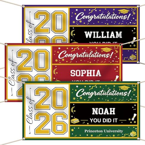 Custom Vinyl Banner 2026 Graduation Decorations, Personalized Grad Backdrop with Name & School Colors for High School or College Outdoor Party, 4 Size 2Photos in Saudi Arabia