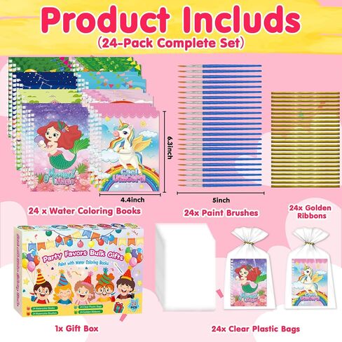 Kalysky 24Set Water Coloring Books Party Favors for Kids Ages 4-8 8-12,Bulk Mini Water Coloring Books-Birthday Party Favors Goodie Bags Stuffers Return Gifts Classroom Prizes in Kuwait