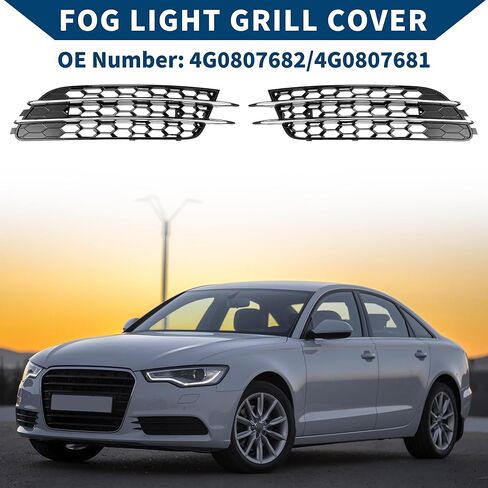 No.4G0807682/4G0807681 Fog Light Grill for Audi A6 C7 2012-2015 Front Left Right Front Lower Bumper Fog Light Cover Inserts ABS 1 Pair Black Silver Tone in Kuwait