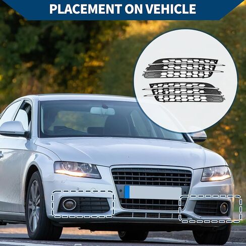 No.4G0807682/4G0807681 Fog Light Grill for Audi A6 C7 2012-2015 Front Left Right Front Lower Bumper Fog Light Cover Inserts ABS 1 Pair Black Silver Tone in Kuwait