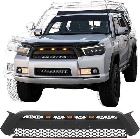 Grille Assembly Compatible with 2010-2013 4Runner Limited / SR5 / Trail Sport Utility 4-Door Models Front Upper Bumper Grill with Lights&Letters, Matte Black Molding in Saudi Arabia