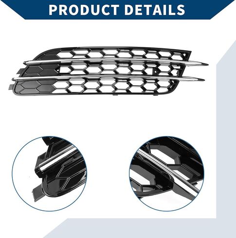 No.4G0807682/4G0807681 Fog Light Grill for Audi A6 C7 2012-2015 Front Left Right Front Lower Bumper Fog Light Cover Inserts ABS 1 Pair Black Silver Tone in Kuwait