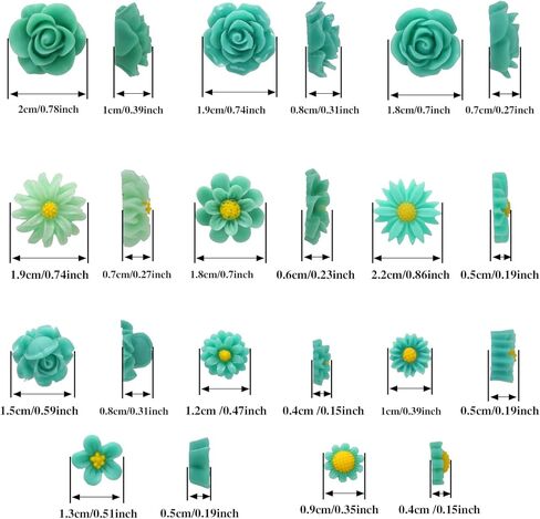 BENBO 44 Pcs Flatback Resin Daisy Peony Flower Flatback Charms Resin Undrilled Daisy Embellishments for Adults, Random Floral Decor with Box for Phone Case Hairpin Scrapbooking Jewelry Making in Kuwait