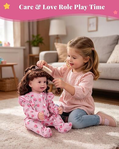 BABESIDE Reborn Baby Doll Clothes for 17-22 Inch Dolls, 2 Pcs Baby Doll Clothes Set with Footed Romper and Matching Bow Headband, Pink Peach Doll Outfit Accessories for Pretend Play, Ages 3+ in Kuwait