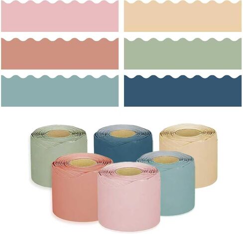 6 Rolls Colorful Classroom Bulletin Board Borders 236.3 ft，Scalloped Trim Bulletin Board Decorations for Whiteboard Cork Posterboard Party and Wall,School Classroom & Offices Decor in Saudi Arabia