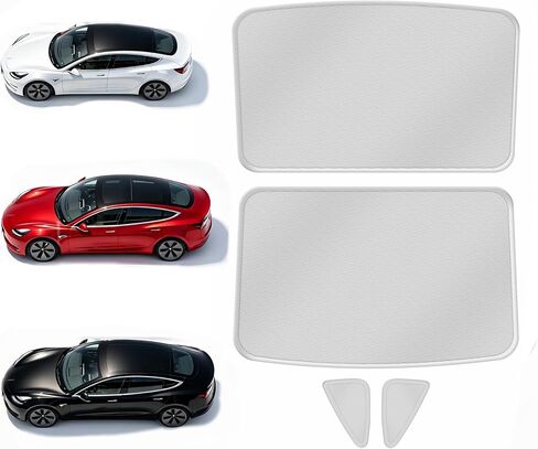 Black Sunshade Roof for Tesla Model 3 2018-2023/ Model 3 Highland 2024-2026 Accessories Roof Sun Shade, Sun Protection Heat Insulation No Gap Keep Cool UV Ray Protection, Easy to Install in Saudi Arabia