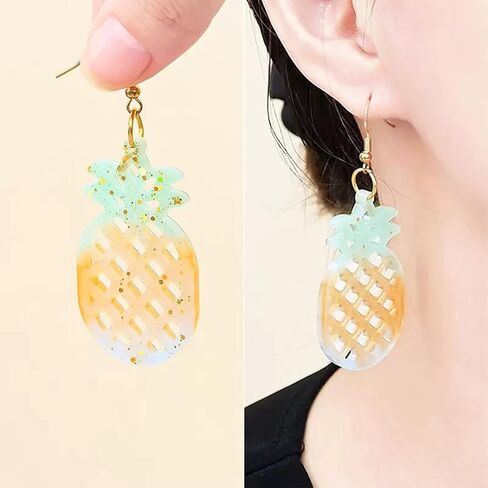 4 Piece Resin Earring Molds for DIY Jewelry Making Includes 49 Fruit Shaped Resin Molds with Holes for Keychains Earrings Necklaces Pendants Craft Supplies Perfect for Artistic Gifts in Saudi Arabia
