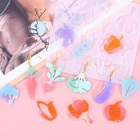 4 Piece Resin Earring Molds for DIY Jewelry Making Includes 49 Fruit Shaped Resin Molds with Holes for Keychains Earrings Necklaces Pendants Craft Supplies Perfect for Artistic Gifts in Saudi Arabia